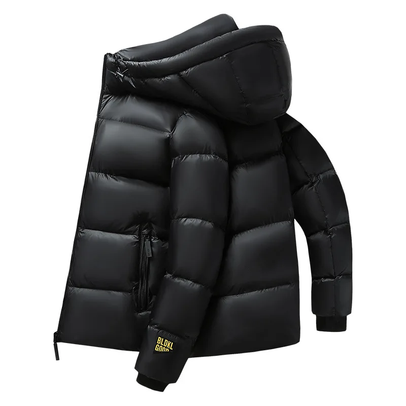 2025 Hot-Selling Black Gold Down Cotton Jacket Winter Trendy Hooded Cold-Resistant Graphene Thermal Thick Coat