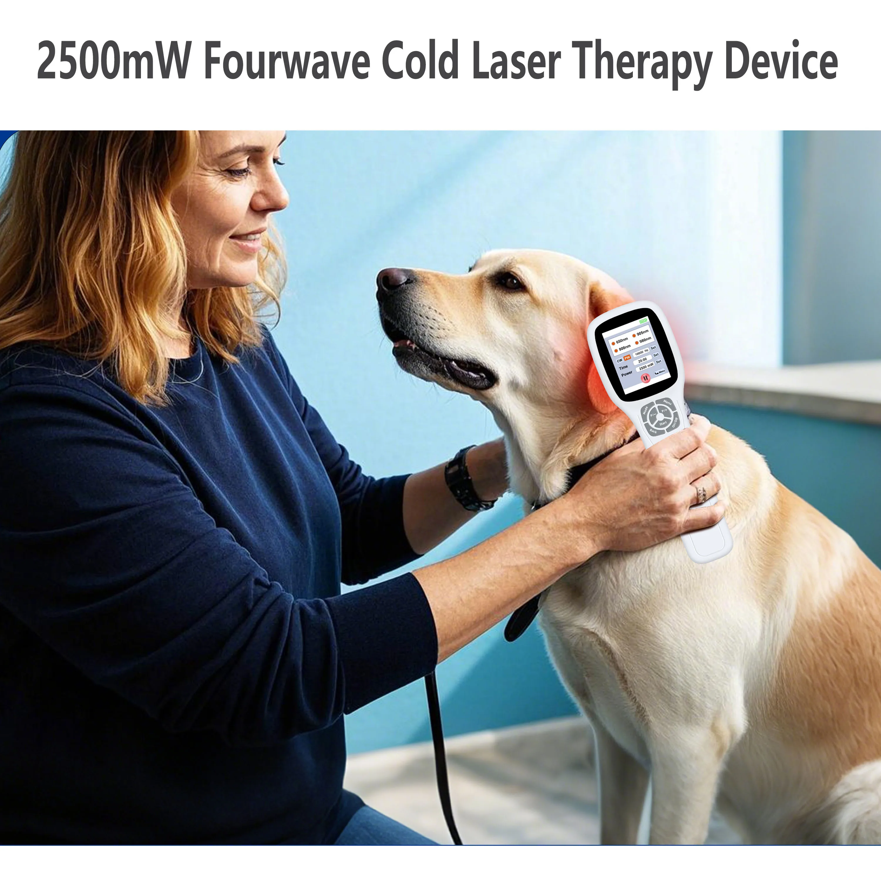 

650 нм + 808 нм + 905 нм + 980 нм Многоволновое устройство для холодной лазерной терапии с четырьмя волнами Светотерапия Слегчение боли в глубоких тканей мышц