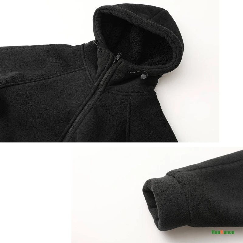 سترة بغطاء للرأس من الصوف سميكة على الوجهين للخريف/الشتاء - سترة خفيفة الوزن ودافئة سميكة ودافئة للجنسين #4