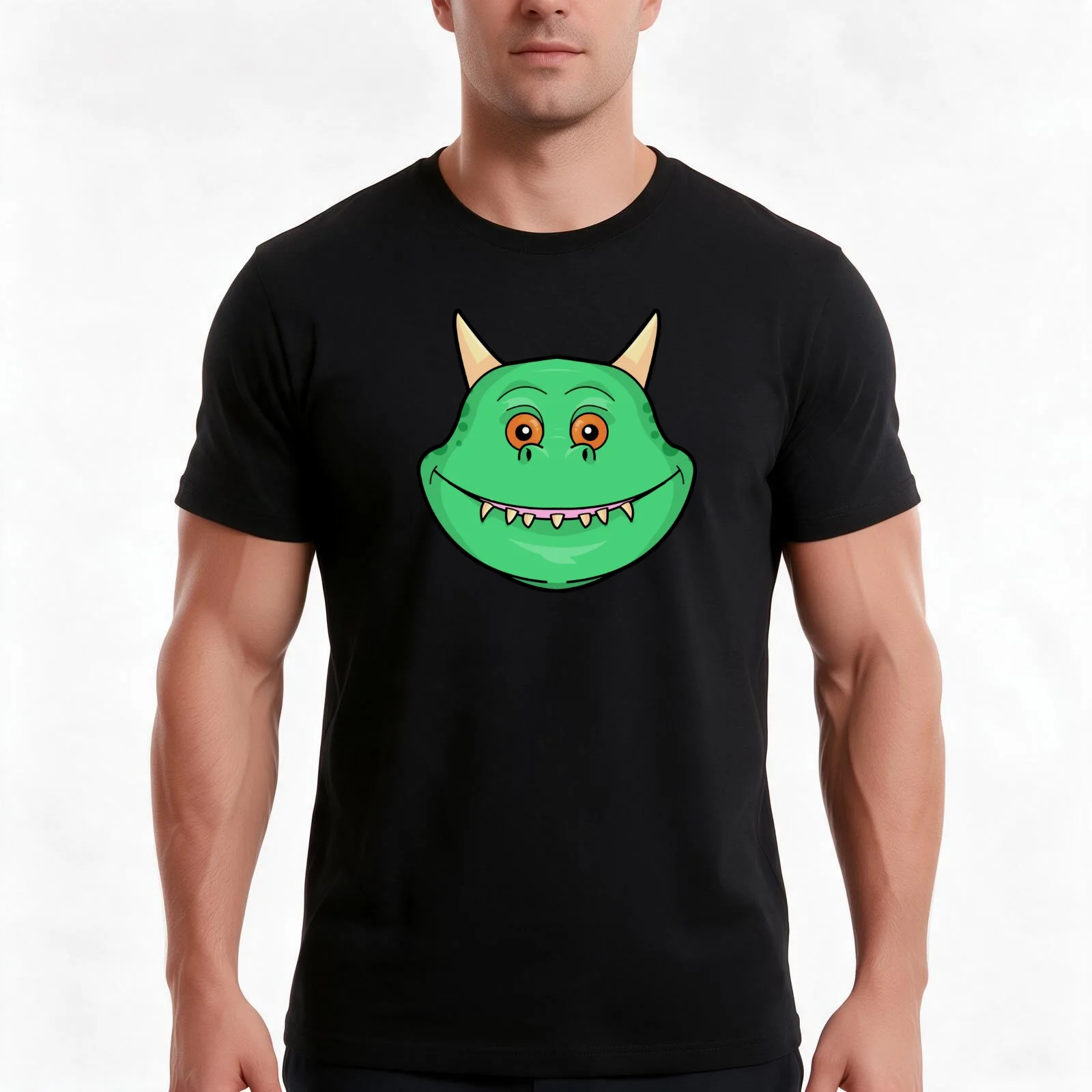 excitable Edgar cartoon face design T-Shirt, Summer Casual Cotton Tee, Oversized Streetwear Tops, Vintage Graphic Print