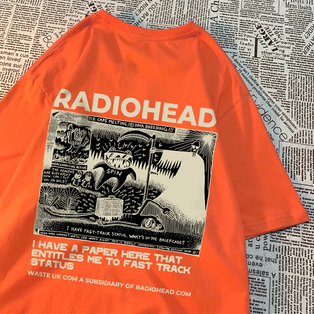 Radiohead North America Tour Rock Boy T Shirt Men Pattern Crewneck T Shirts Simplicity Cotton Tees Hip Hop Oversized T-Shirts