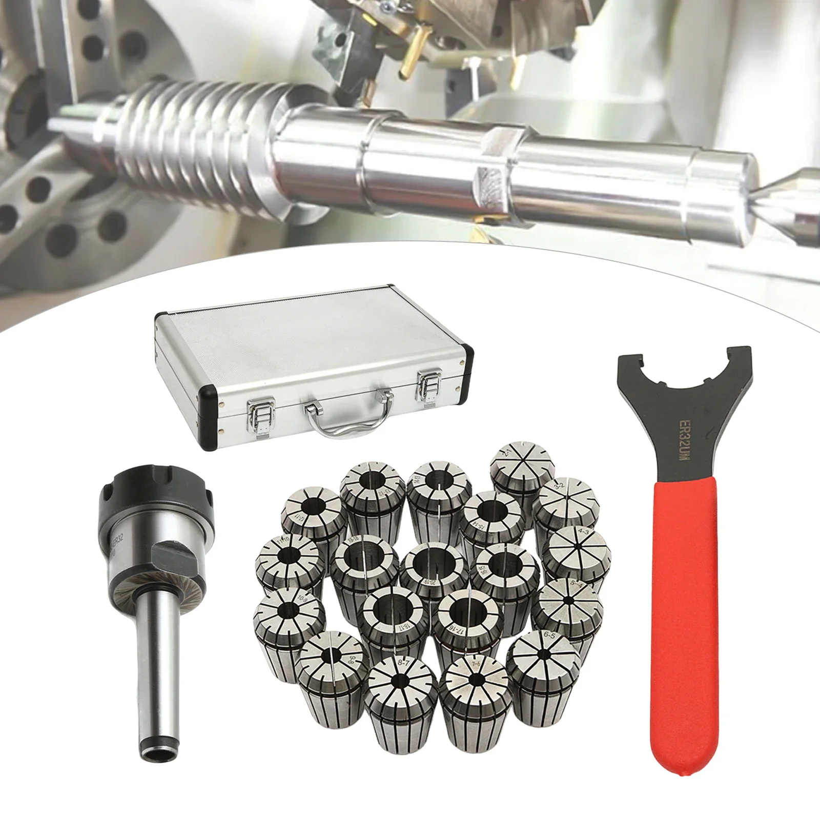 21-teiliges MK2 ER32 M10 Spannzangen-Set Spanner CNC-Werkzeug Spannzangenfutter