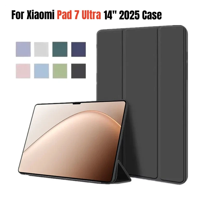 

Чехол для Xiaomi Pad 7 Ultra 2025 с магнитной тройной складой из искусственной кожи, мягкая задняя подставка для планшета, чехол для Mi Pad 7 Ultra 14 дюймов, Funda Coque