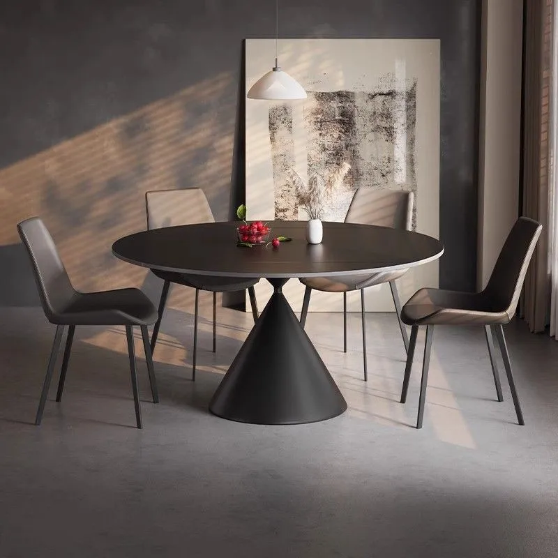 Rotating and retractable square and round dual-purpose modern simple household small apartment dining table, chairs