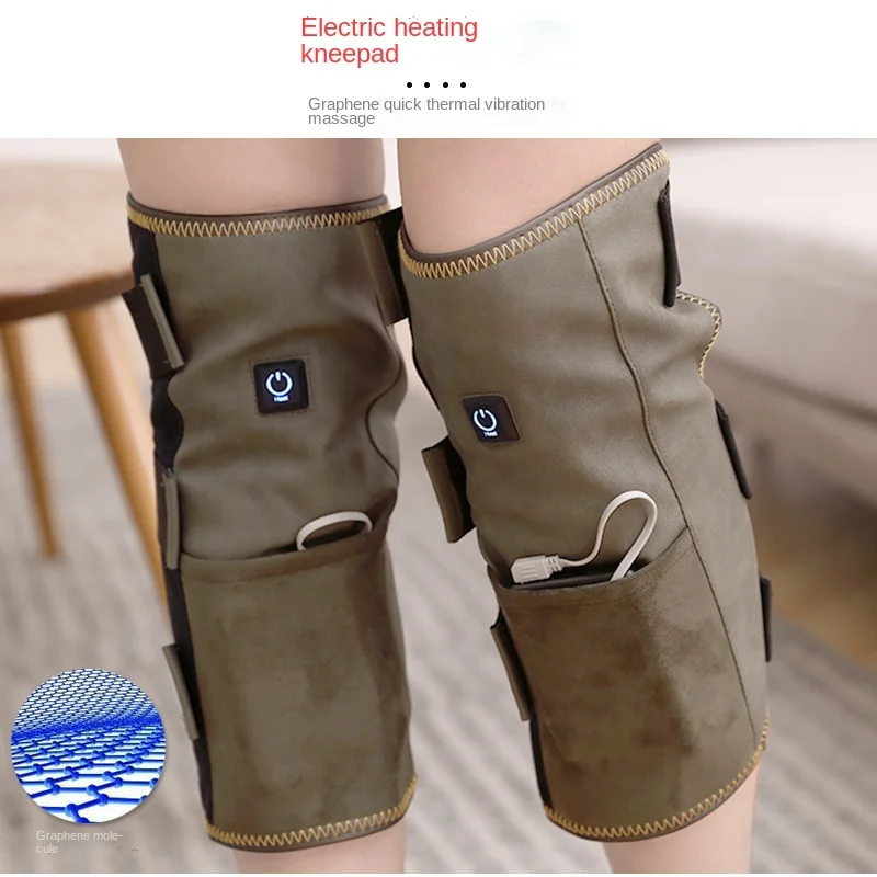 5-speed Adjustable Wormwood Knee Physiotherapy Device USB Heating Knee Pads Heating Warm Shin Pads Calf Massager  Knee Relieve