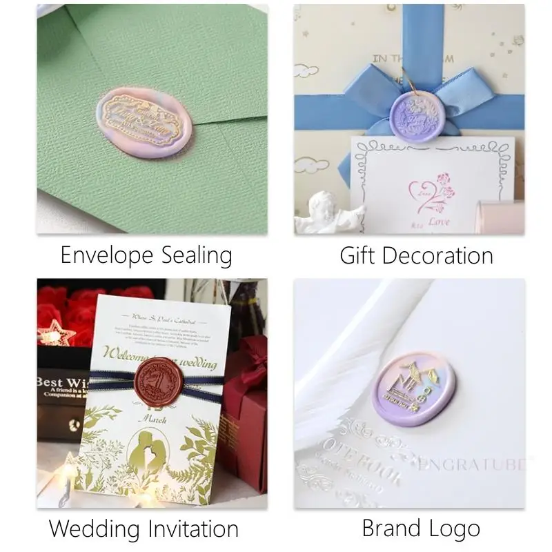 Sello personalizado para manualidades, sello de cera reemplazable de latón para regalo de cumpleaños, invitación de boda, logotipo propio