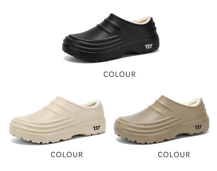 Winterliche, große, warme Plüsch-Kochschuhe für Herren, wasserdicht, rutschfest, ölbeständig, Arbeitsschuhe für Küchen- und Restaurantpersonal. – Detail 3