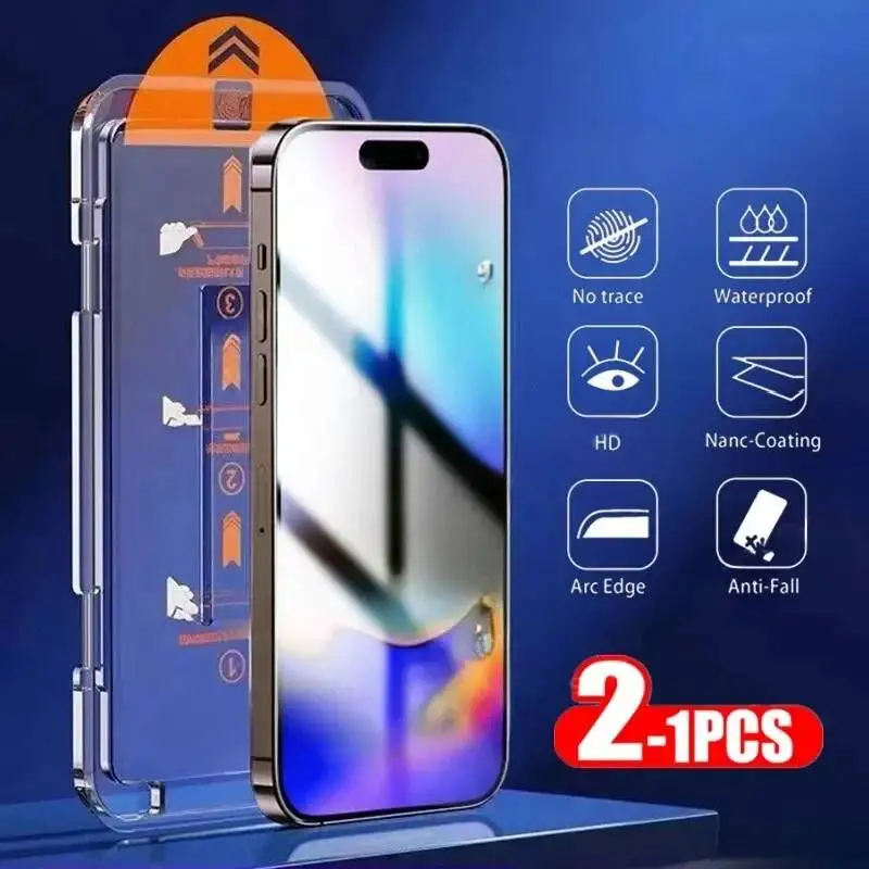 

Premium Tempered For Iphone 16Pro 16 15 14 Plus Pro Max Dustproof Screen Protector 13 12 11 Mini Protective Glass