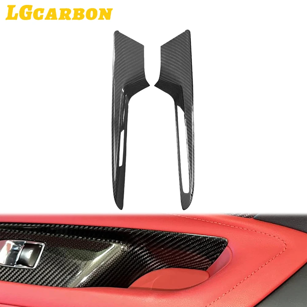 LGcarbon For Chevrolet Corvette C8 2020 2021 2022 2023 Accessories 2pcs Real Carbon Fiber Car Door Window Lift Switch Cover Trim