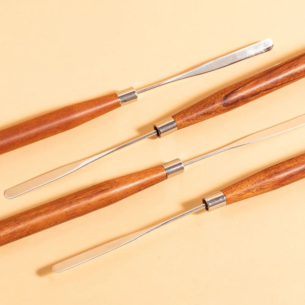 3/1 stücke Edelstahl Spachtel Mischen Stick Nail art Holz Spatel Stange Metall Rühren Pigment Make-Up Mixer Maniküre Werkzeuge – Detail 3