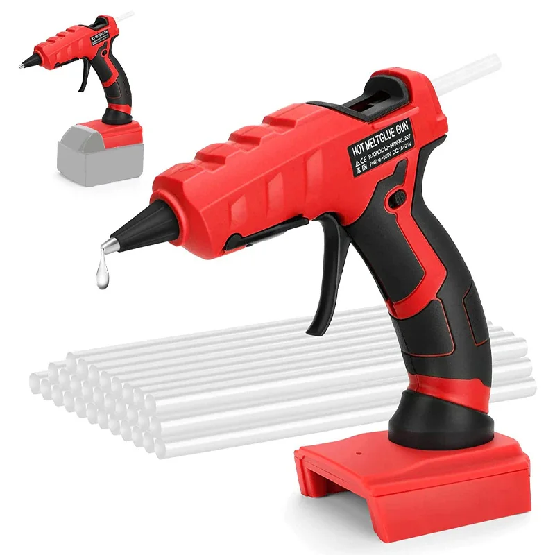 Cordless Hot Glue Gun for Milwaukee 18V Li-ion Battery Handheld Quick Preheat Hot Melt Glue Gun 7mm Glue Sticks for Craft Repair