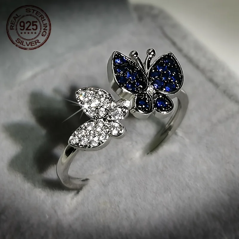 

Temperament Delicate Butterfly 925 Sterling Silver Rings For Women Wedding Promise Ring Jewelry Gift