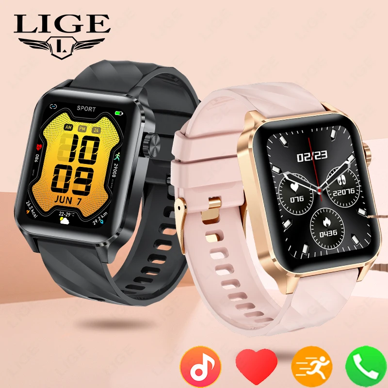 

LIGE 100+Sports Modes 1.85 inch Smartwatches IP68 Couple Watches For Men Women Smart Bracelet Sport Health Monitor Smart Watches