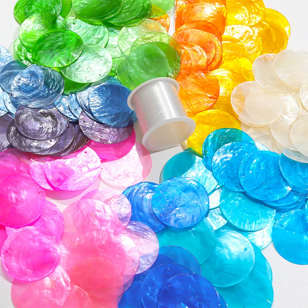Bunte natürliche runde Muschelstücke, 10 Stück, für Zuhause, Tür, Vorhang, Dekor, Windspiel, Weihnachtsbaum, Ornament, Geschenk, DIY, Bastelbedarf