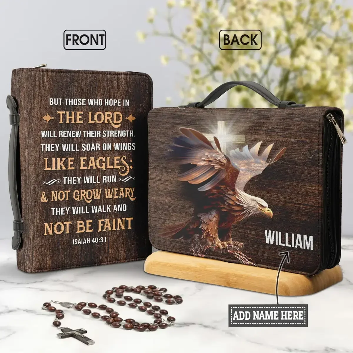 

Women's PU Leather Bible Cover Case But Those Who Hope In The Lord Verse Bible Bags Personalized Study Book Holy Storage Boxes