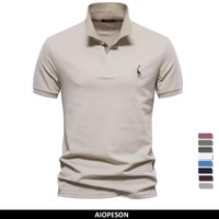 Marca AIOPESON, Polos para hombre, Polos de algodón para hombre, Polos sólidos de manga corta de alta cantidad, nueva ropa de verano para hombre