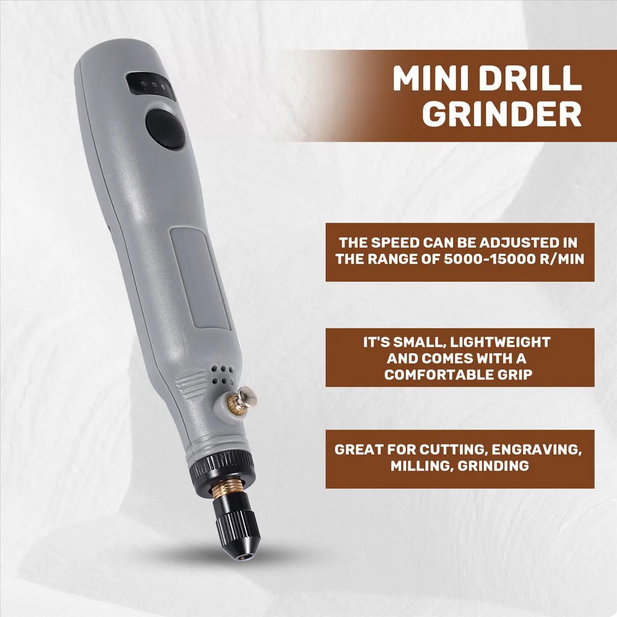 L! DT134^10W Hobby Craft Mini Drill Grinder Rotary Tool Set Modeling Polishing Drilling - Grey