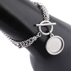 3pcs Stainless Steel Fit 16mm Cabochon Bracelet Base Setting Blanks Diy Ball Chain Bracelets Making Accessories