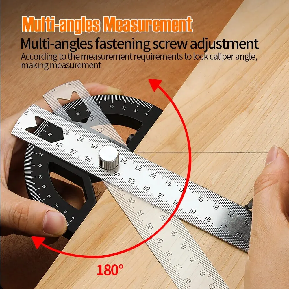 8in Angle Gauge Measurement Stainless Steel Precision Multifunctional Angle Protractor Adjustable Protractor Angle Finder