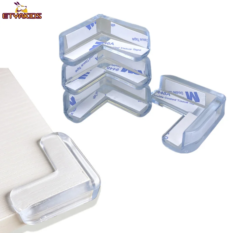 Protection transparente de table à angle droit pour bébé et enfant, lot de 4 pièces, coussinets anti-collision pour la sécurité des bords des meubles