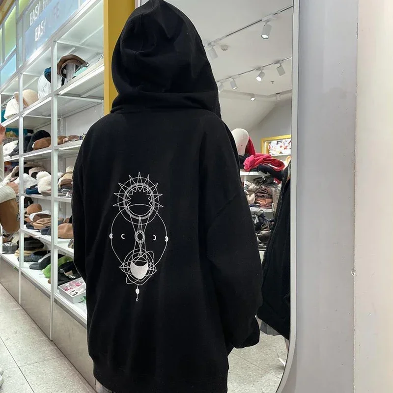 المسلسل التلفزيوني الجديد الكسوف تأثيري معطف للجنسين الكبار هوديي أسود الربيع والخريف زوجين البلوز بلوزات سترة رداء علوي غير رسمي