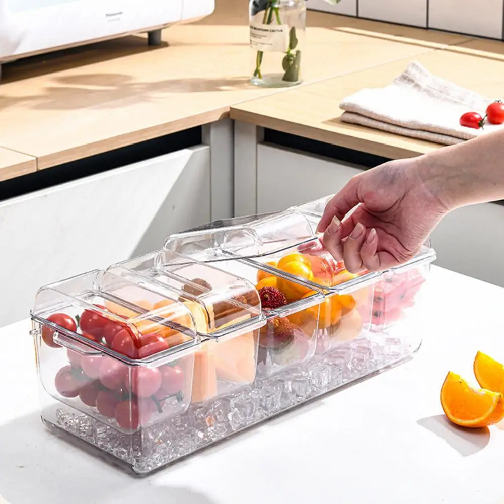 

Food Storage Box Capacity Refrigerator Crisper Food Storage Container with 5 Compartments Dustproof Lid Design for Organizing