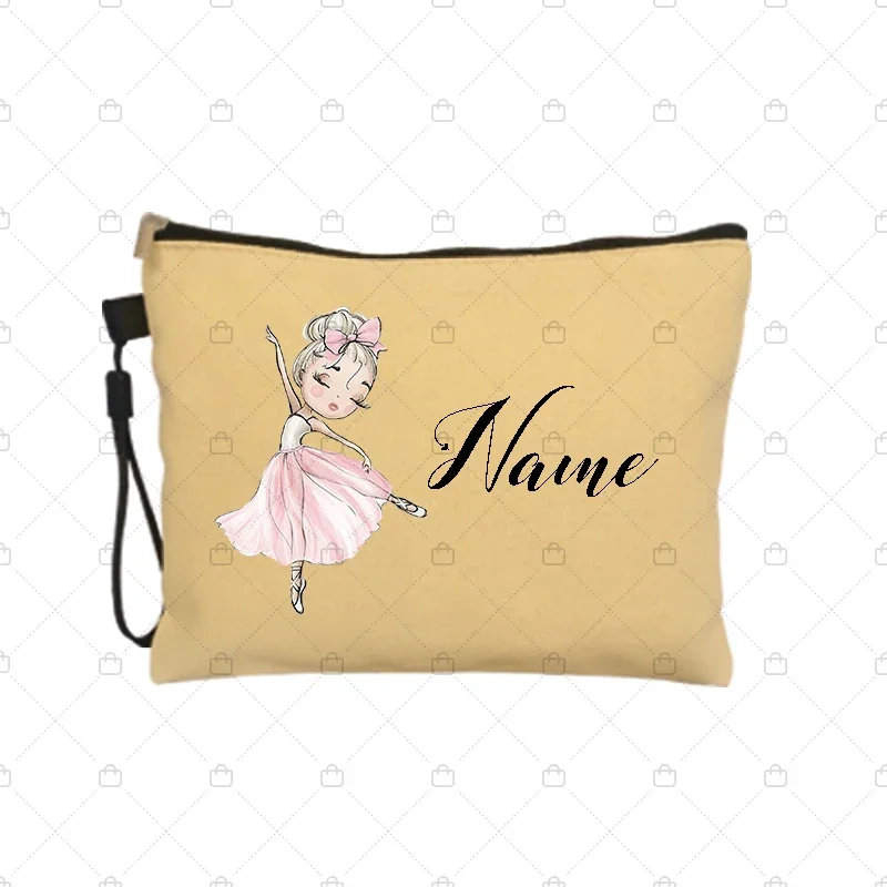 Ballet Girl Personalized Custom Cosmetic Makeup Bag Bridesmaid Bags Pencil Case Toiletry Travel Make Up Pouch Cosmetics Pouchs