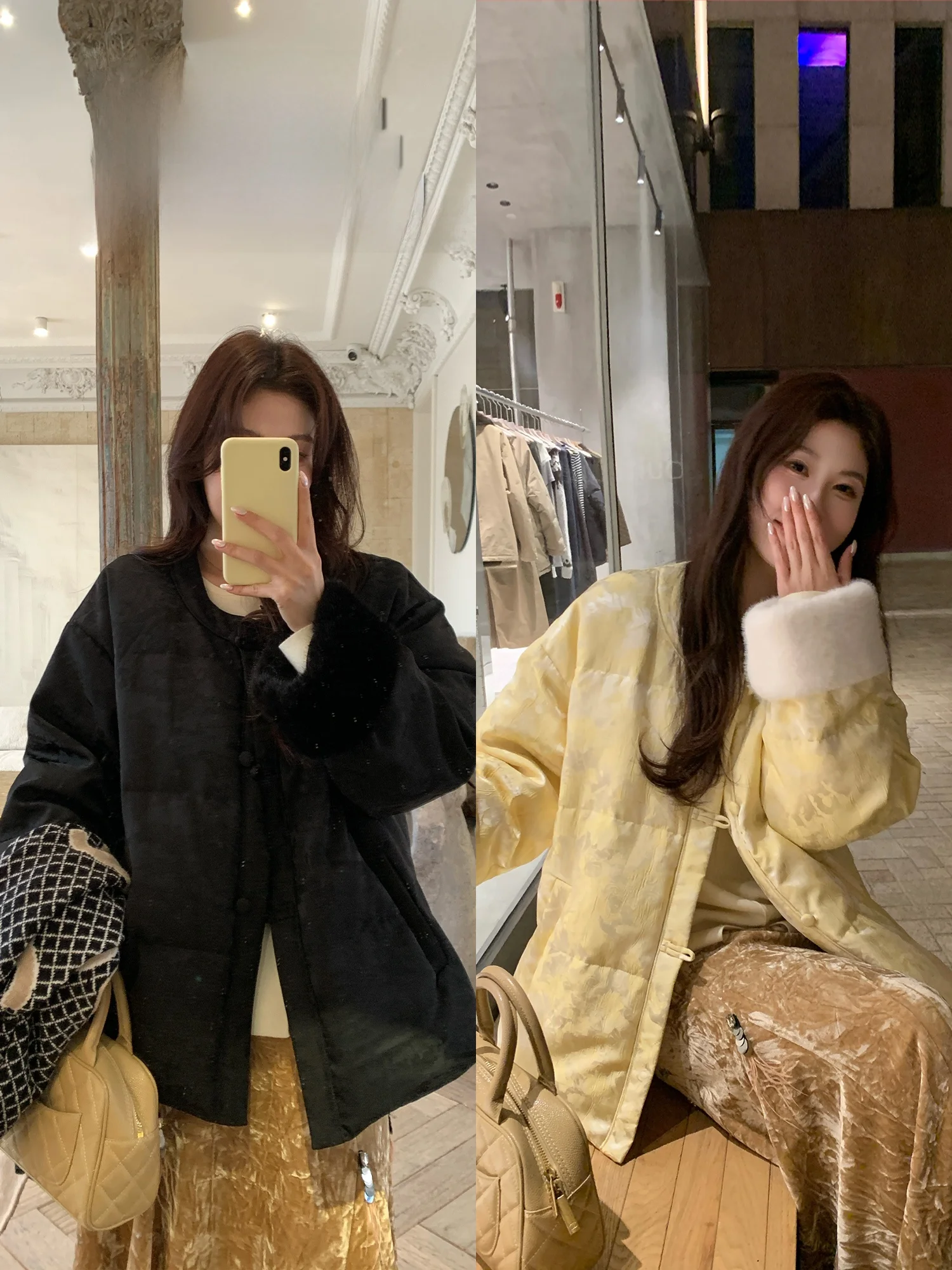 

Зимнее пуховое пальто NAZ большого размера с китайской вышивкой и пэчворком, белое, пуховое, в национальном стиле