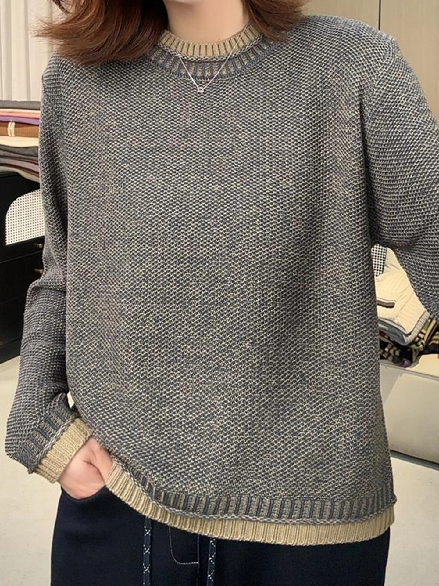 Faionable round Ne Oversized Sweater Women's Autumn Winter New Sle Knitted Top Warm Long Sve Comfortable Casual Wear