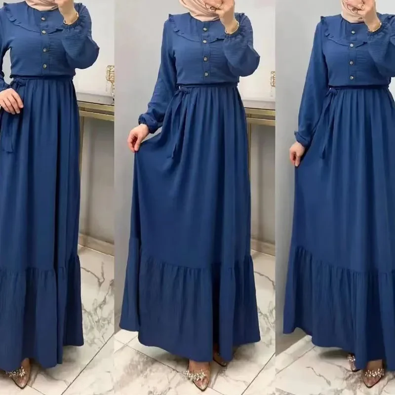 Robe marocaine élégante pour femmes musulmanes, ceinture, Abaya, Bayas, Dubaï, Turquie, Islam, Kaftan, Ramadan, robes de fête éducatives