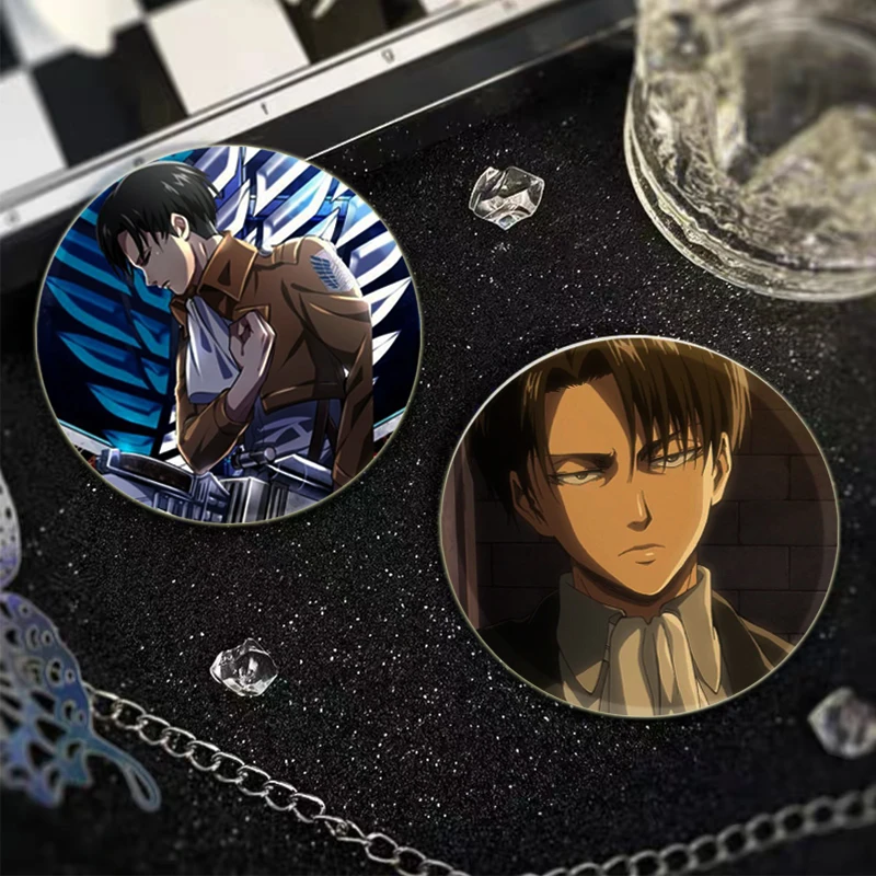 58mm Levi Ackerman Anime Character Badge Comic Cosplay Cartoon Brooches Handmade Exquisite Enamel Pins for Backpack Jewelry Gift