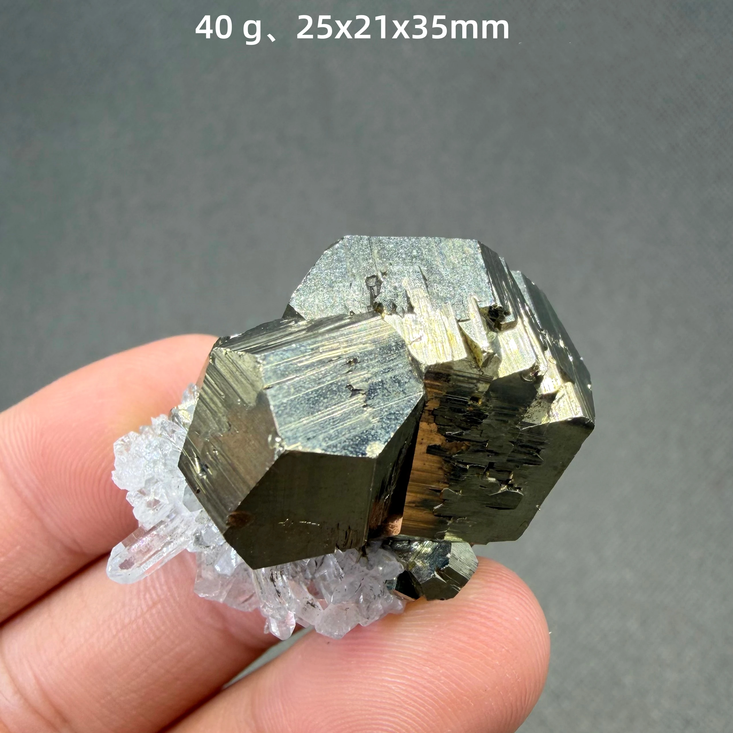 Natural Polyhedral Pyrite with Quartz mineral specimen + healing quartz crystals and stones rock view 4
