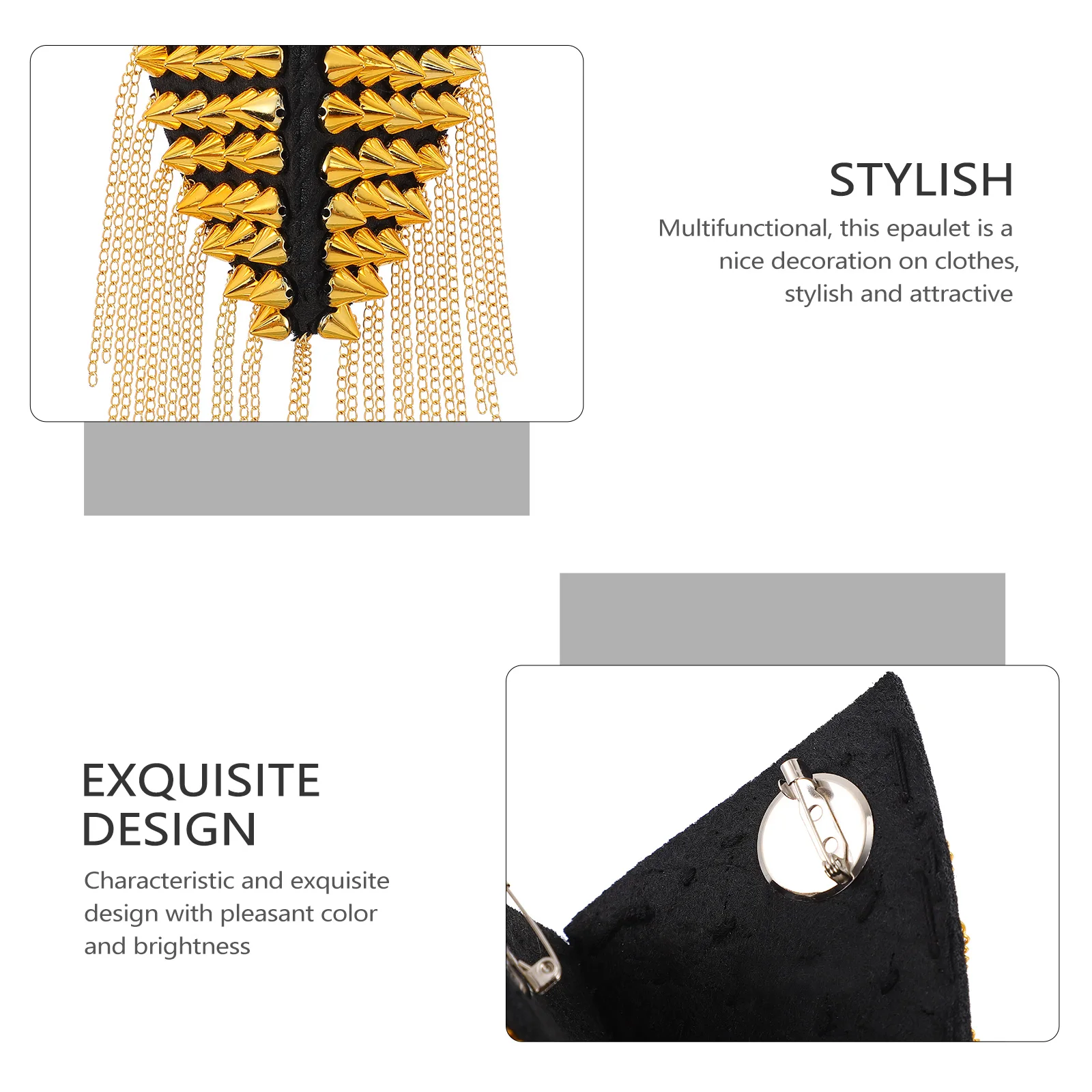 1個入り リベットタッセルチェーンショルダーエポレット ファッションユニフォームブレザーアクセサリー パフォーマンスコスチューム リベットショルダーエポレット