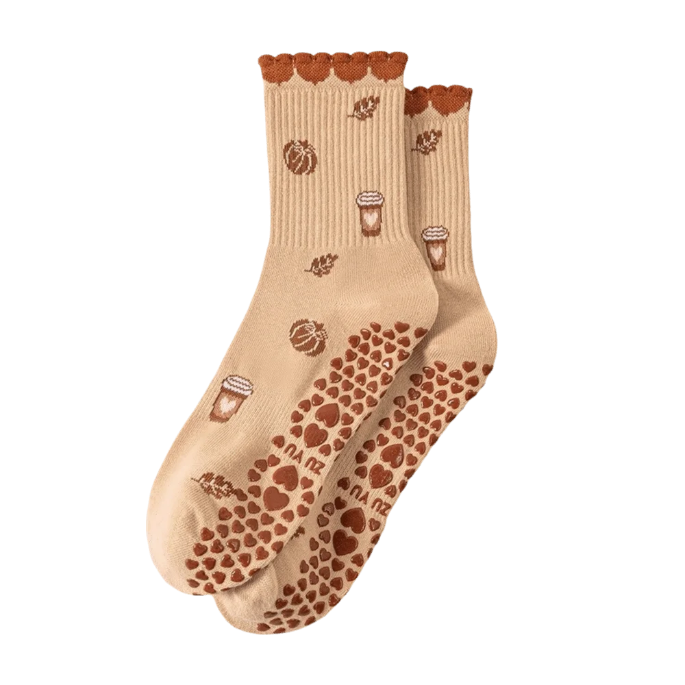 

Cute Non-Slip Grip Pilates Socks Cotton Breathable Yoga Socks High-elastic Sweat-absorbent Mid Tube Socks for Women