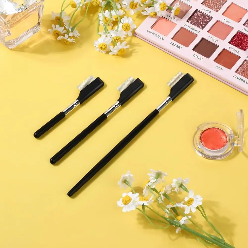 Metal Eyelash Comb to Groom and Separate Eyelashes with Silver Metal Teeth Eyelash Brush Reusable Eye Makeup Tool