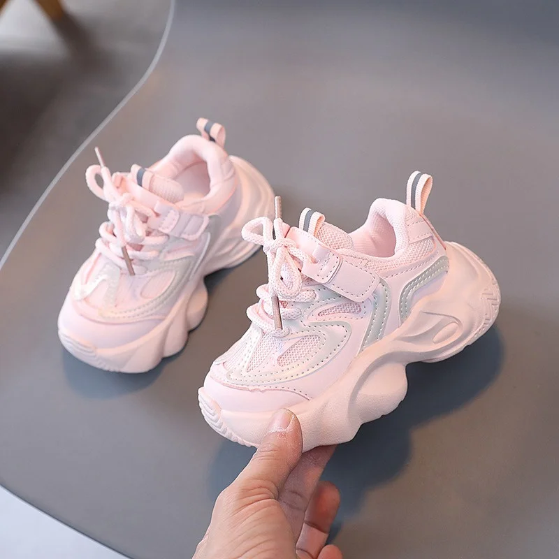 

Летняя новая стильная повседневная обувь для девочек, дышащие, удобные, легкие, высококачественные сетчатые детские однотонные кроссовки, обувь для папы