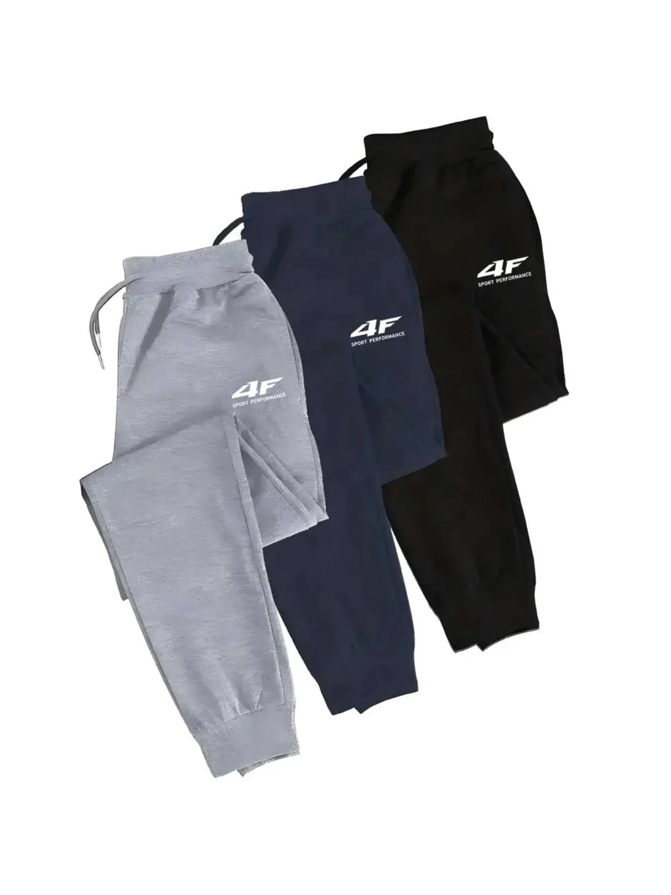 بنطال الركض باللون الأسود كاجوال 4F - مع حزام خصر مطاطي بسحاب وجيوب جانبية وقص عادي للجري في الهواء الطلق وأسلوب رياضي #1