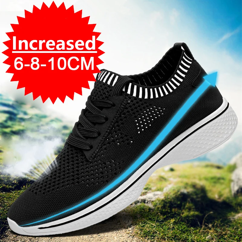 

Height Increasing Shoes for Men 8cm Invisible Elevator Sneakers Man Breathable Mesh White Casual Shoes Men Sneakers 10cm Insole