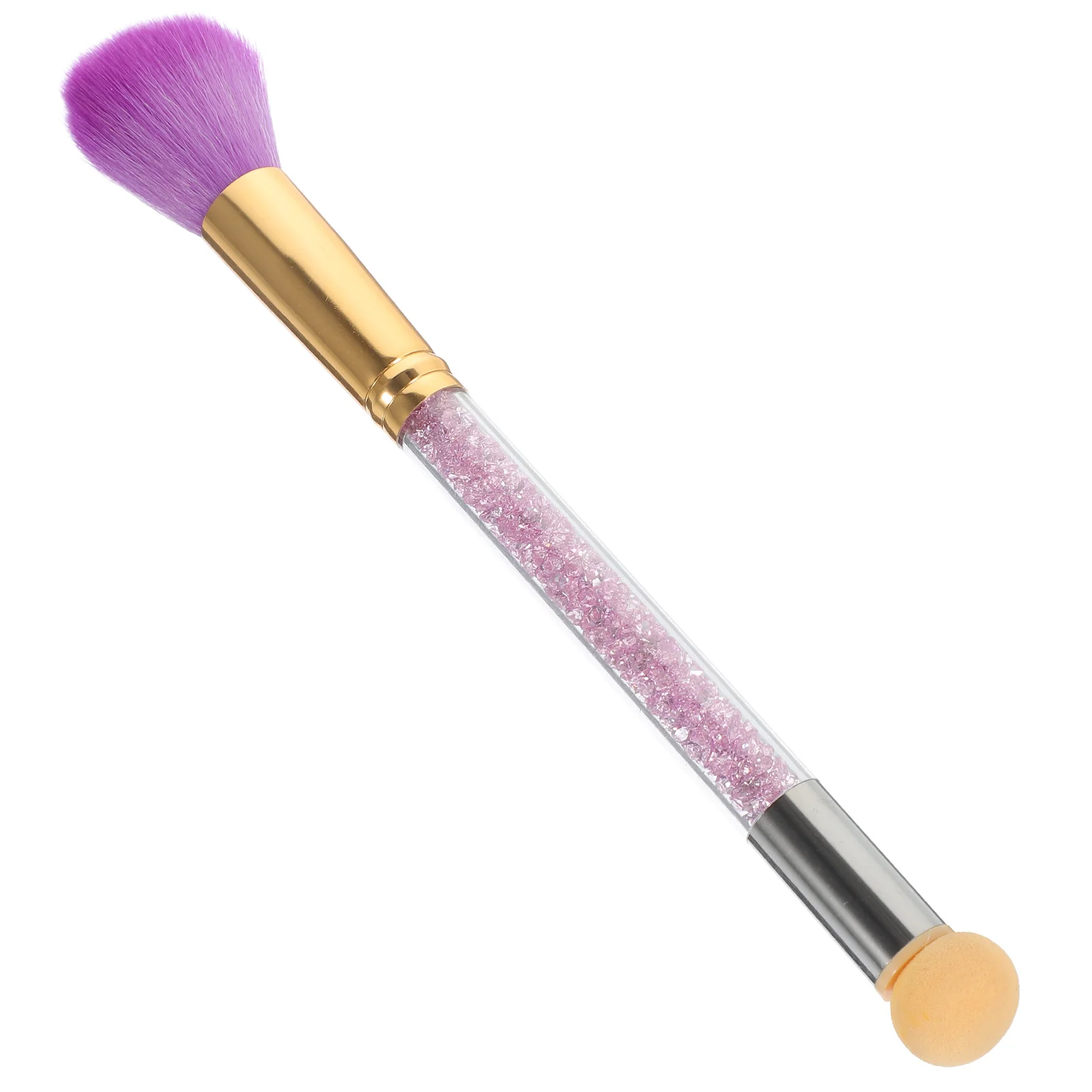 1 Uds. Brocha para decoración de uñas de doble cabezal, eliminador de polvo profesional, herramienta de manicura con diamantes de imitación acrílicos, brocha para maquillaje y colorete en polvo