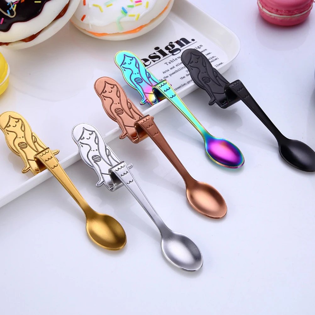 

Mixing Mermaid Coffee Spoon Spoons Dessert 304 Stainless Steel Travel