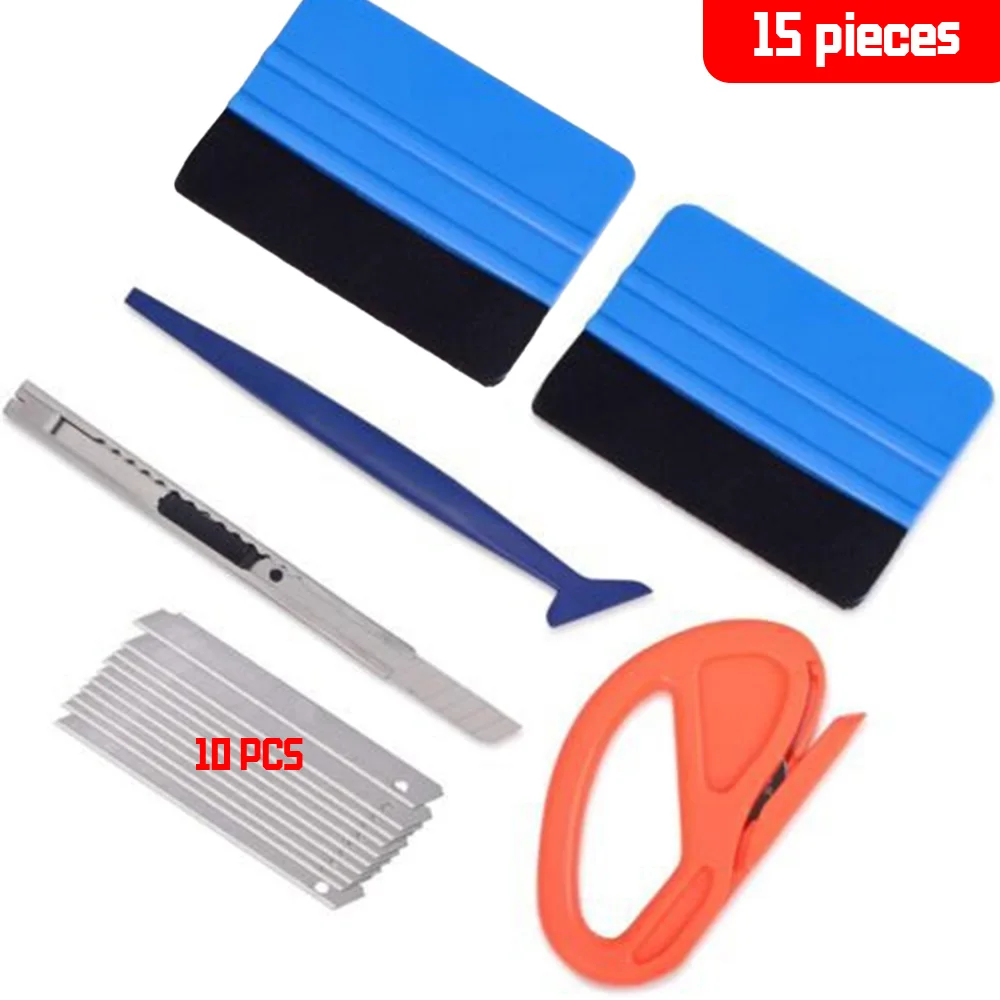 

15Pcs Car Tools Wrap Film Sticker Wrapping Tool Vehicle Vinyl Wrap Window Tint Film Tool Kit Cutter Aid Tool Window Tinting KNS