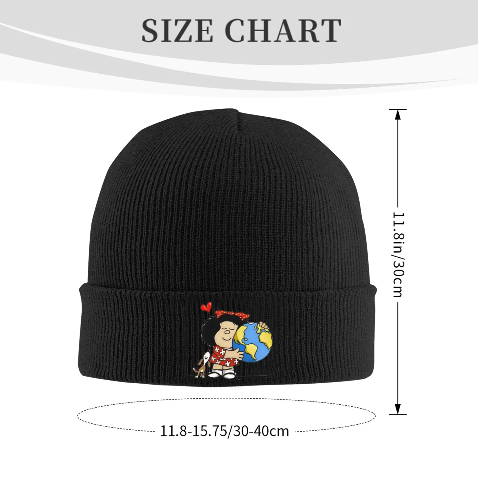 Mafalda The World And Her Puppy Knitted Caps for Women Men Beanie Autumn Winter Hat Acrylic  Crochet Melon Cap