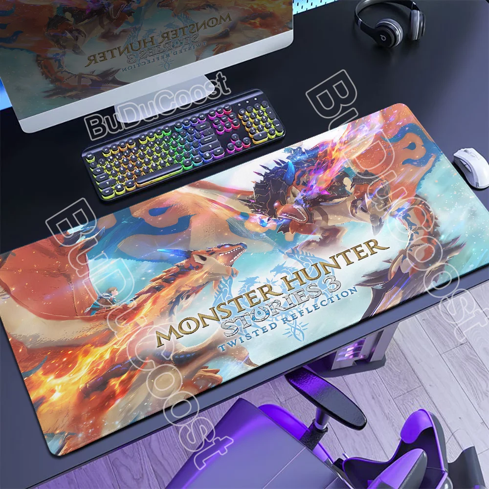 

Large Mouse Pad Monster Hunter Stories 3 Twisted Reflection Desk Mat Gaming Accessories Stitched Edges E-sports Gamer Mousepad