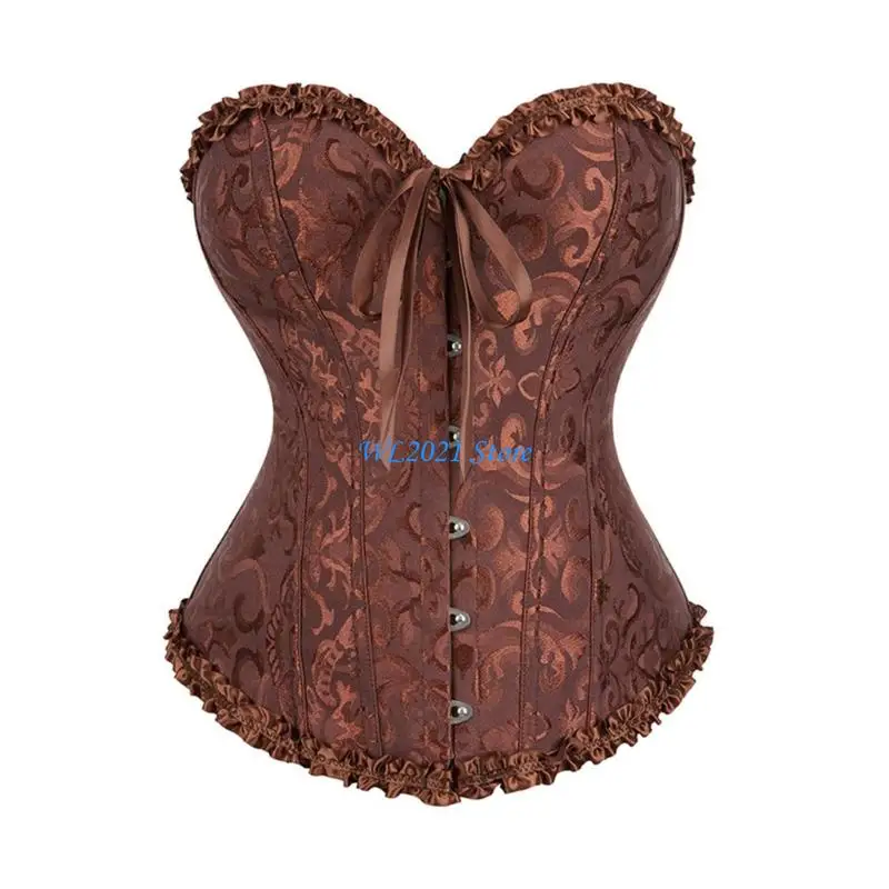 G5GC ريترو القوطية كورسيه فوقي للنساء بوستير أعلى مع الأربطة قابل للتعديل حتى الظهر دعم الراحة لحفلات الزفاف