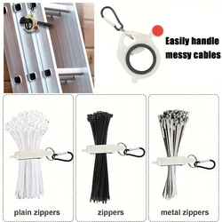 Zipper Zip Tie - Lightweight Plastic Cable Tie Bracket, Reusable Cable Tie Storage Bag Fluorescent Efficient cable Management