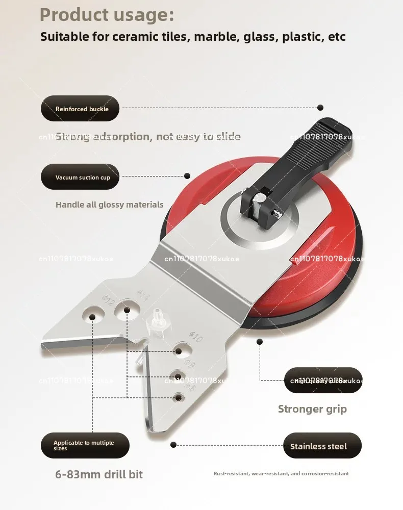 Core Bit Guide Ile Glass Open With Suction Base, 6 Mm To 83 Mm Equipment Device For Marble Tile Glass