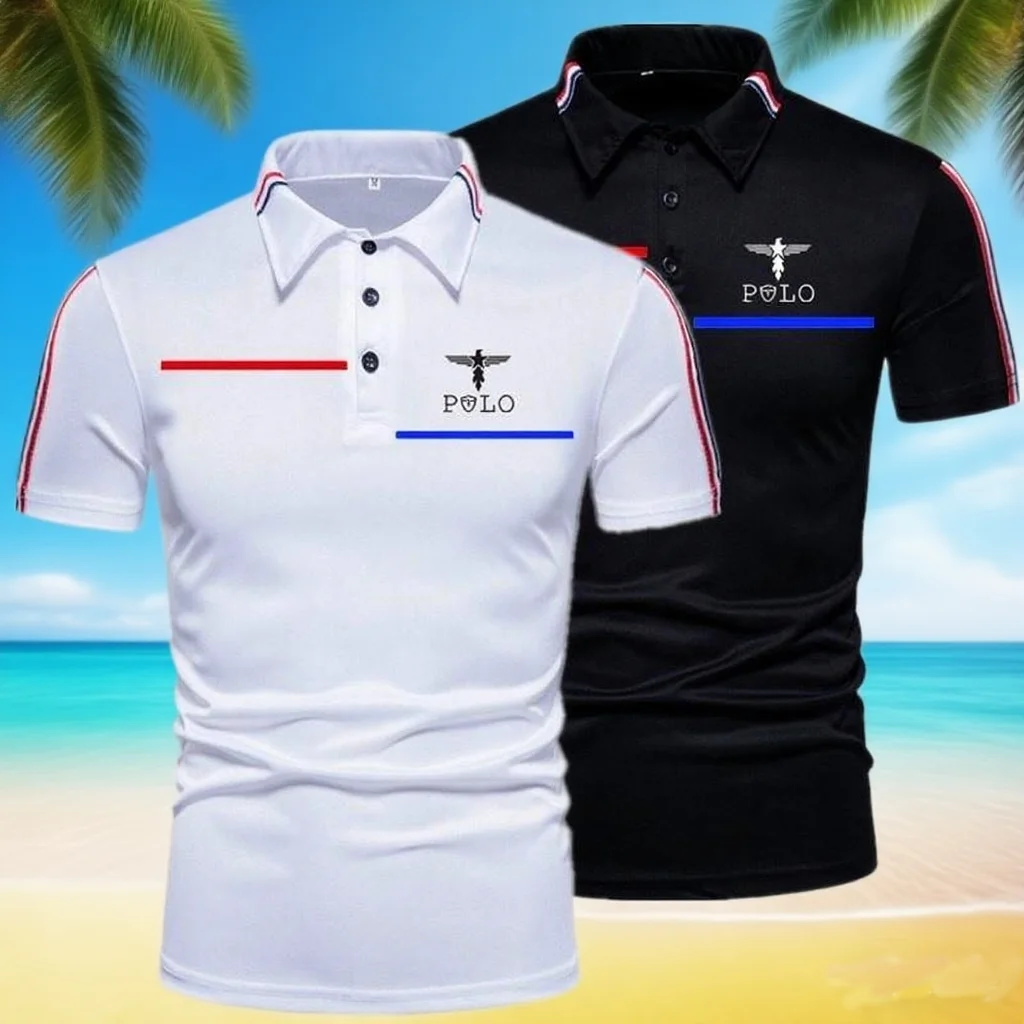 

Летняя мужская деловая повседневная рубашка с короткими рукавами, модная дышащая рубашка-поло с короткими рукавами и принтом