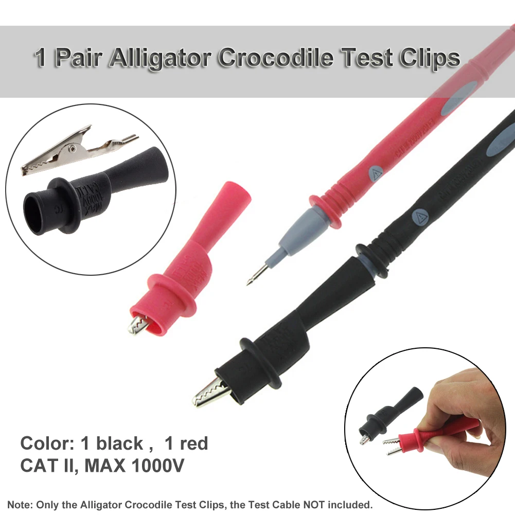 1 Pairs Alligator Clips PVC Rubber Sheath Crocodile Electrical Clamp Detachable Insulation for Multimeter Accessories