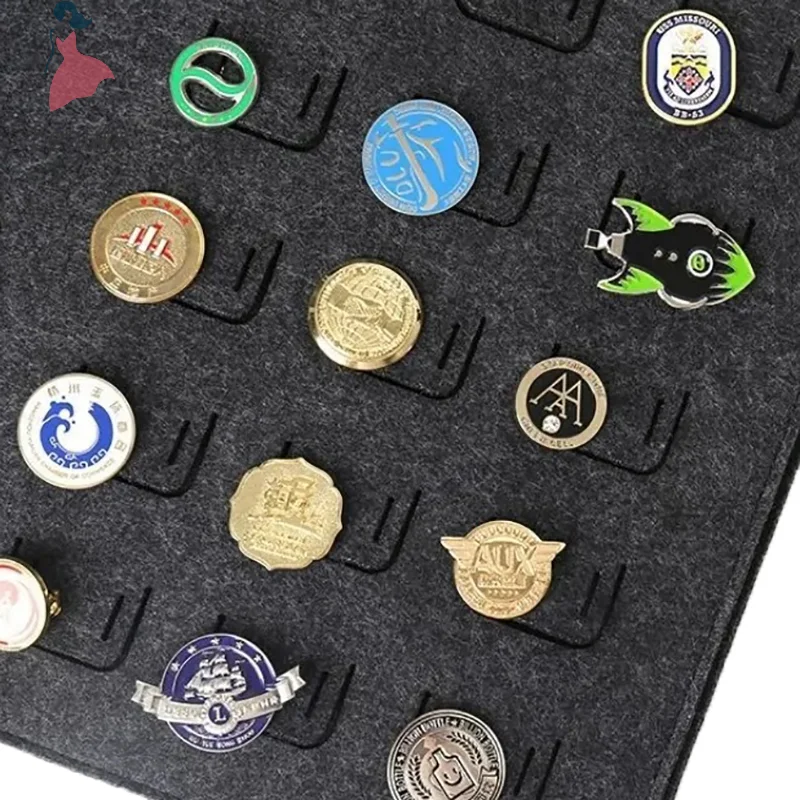 Pin de fieltro para exhibición de broche, caja de soporte de pecho de insignia de Metal para libro de almacenamiento, banderín, tablero de broche, estuche de insignia escolar, colección de contenedores