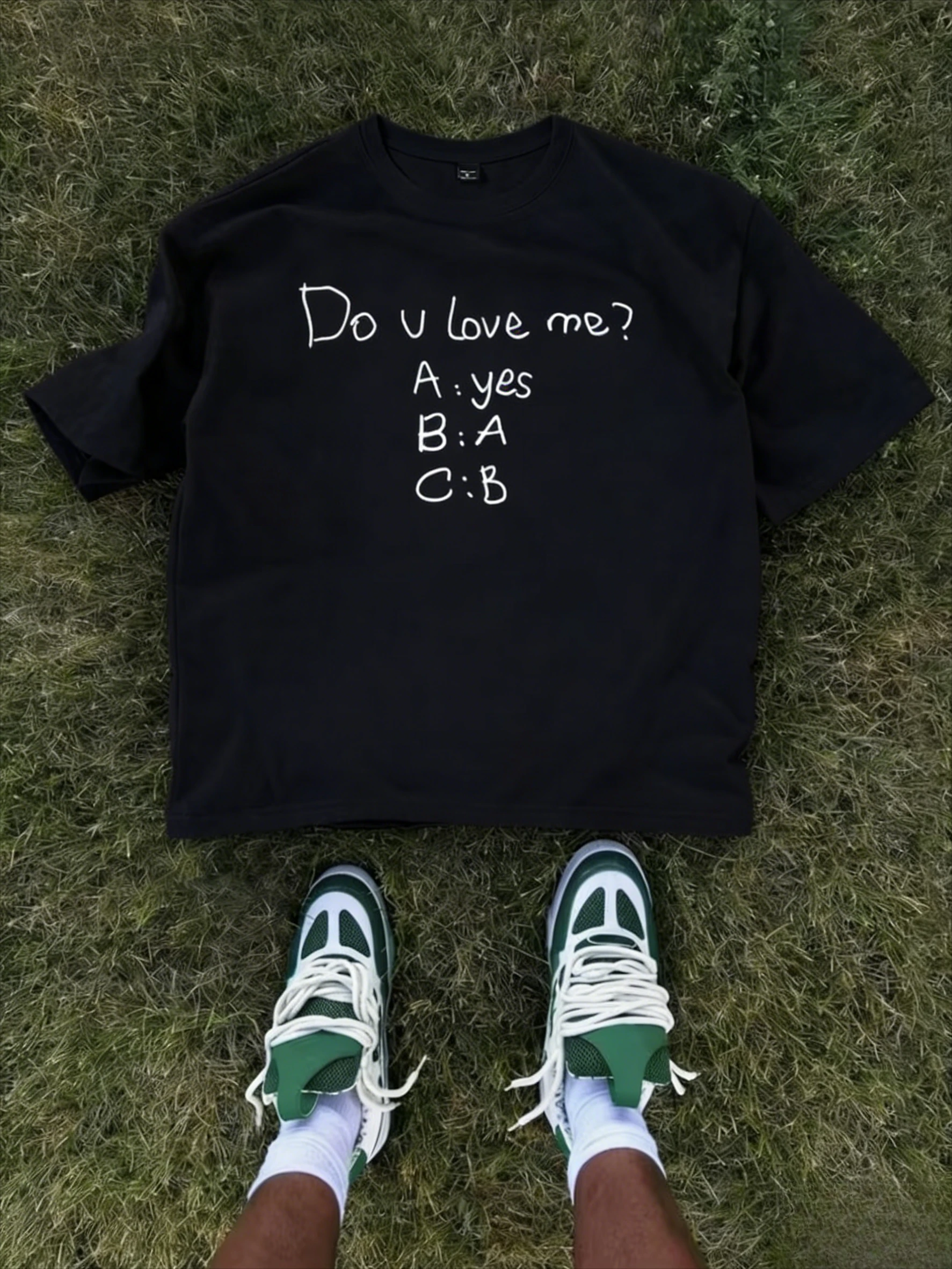 Funny Do You Love Me Quiz Graphic T-Shirt, Casual Crew Neck Short Sleeve Top for Men, Humorous Slogan Print, Spring Summer Tee